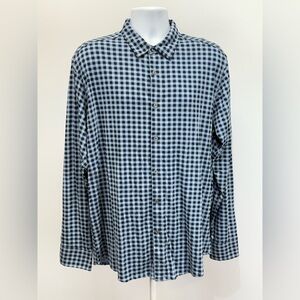 COASTAORO Men’s Blue and Navy check long sleeve button down shirt size L.